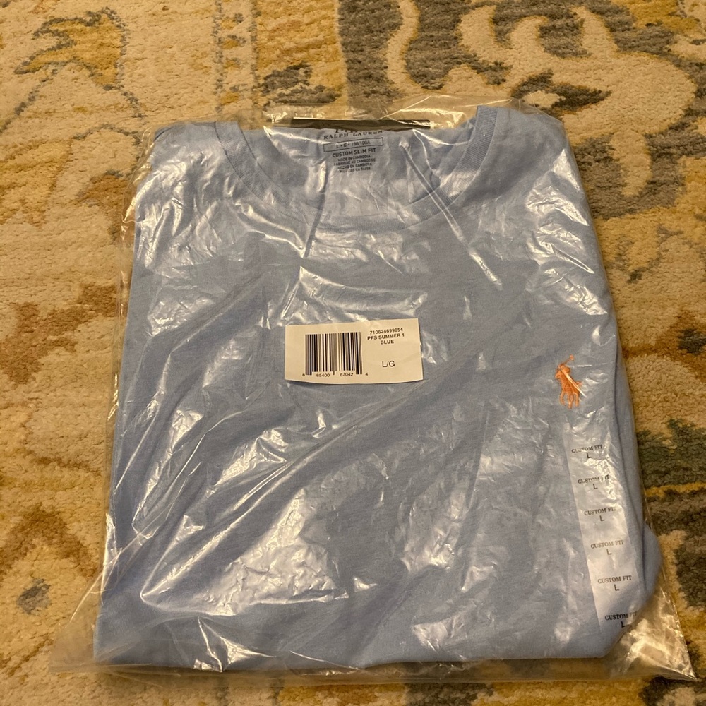 Polo Ralph Lauren sky blue tee. Large NWT